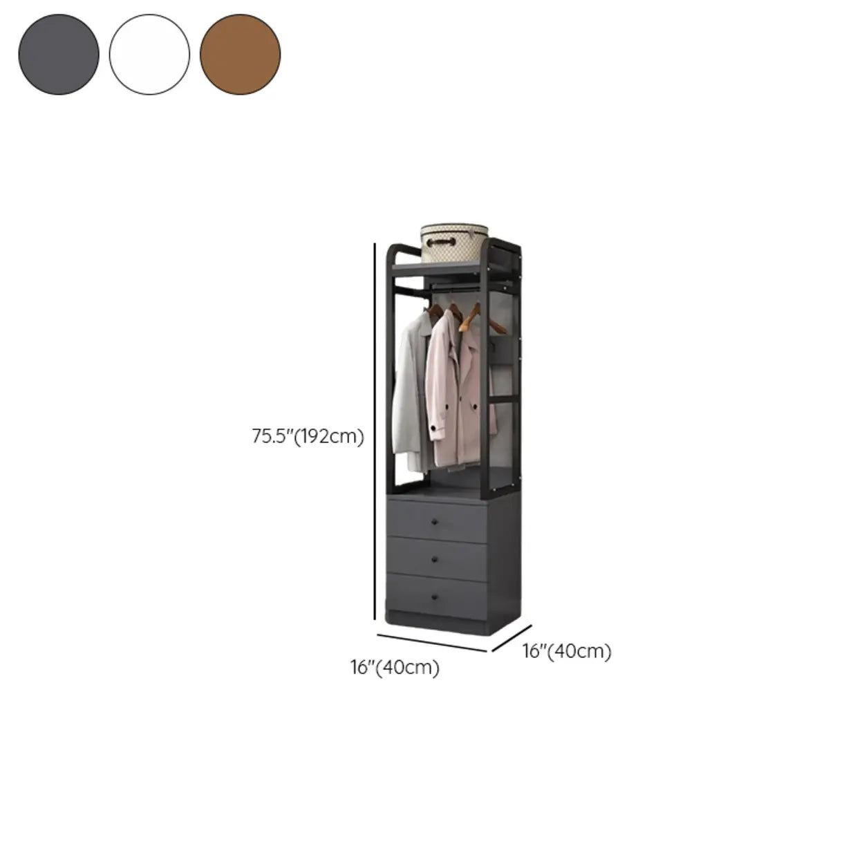 Metal Brown Drawer Open Storage Hall Tree