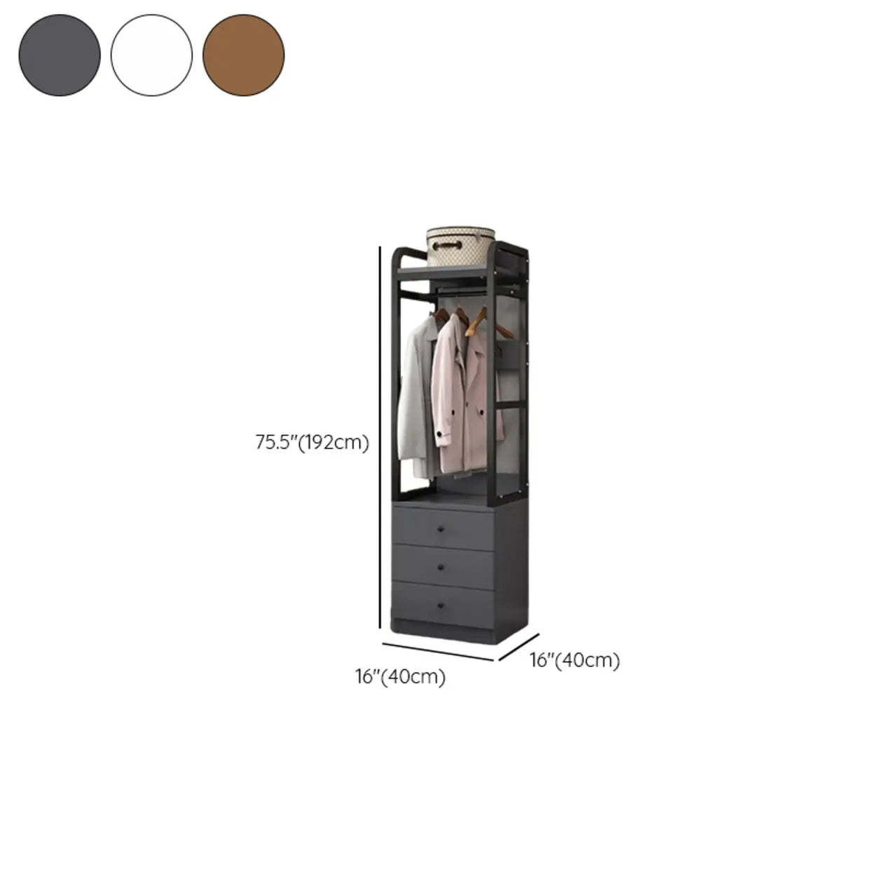 Metal Brown Drawer Open Storage Hall Tree