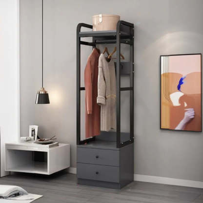 Metal Brown Drawer Open Storage Hall Tree — White / 6