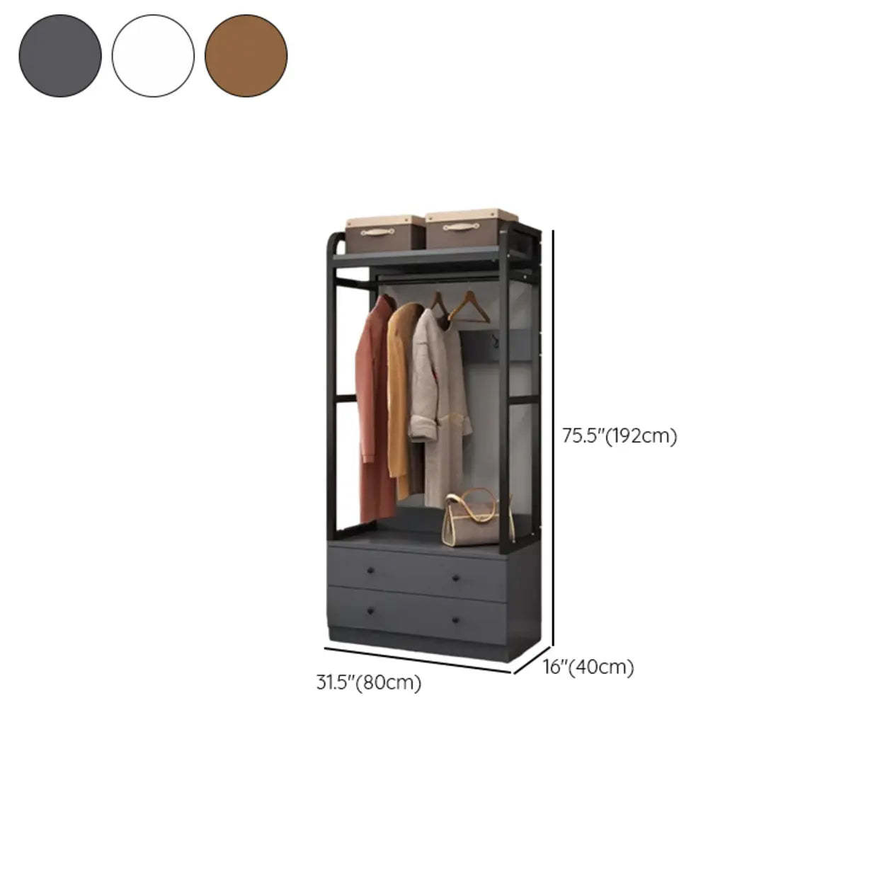 Metal Brown Drawer Open Storage Hall Tree