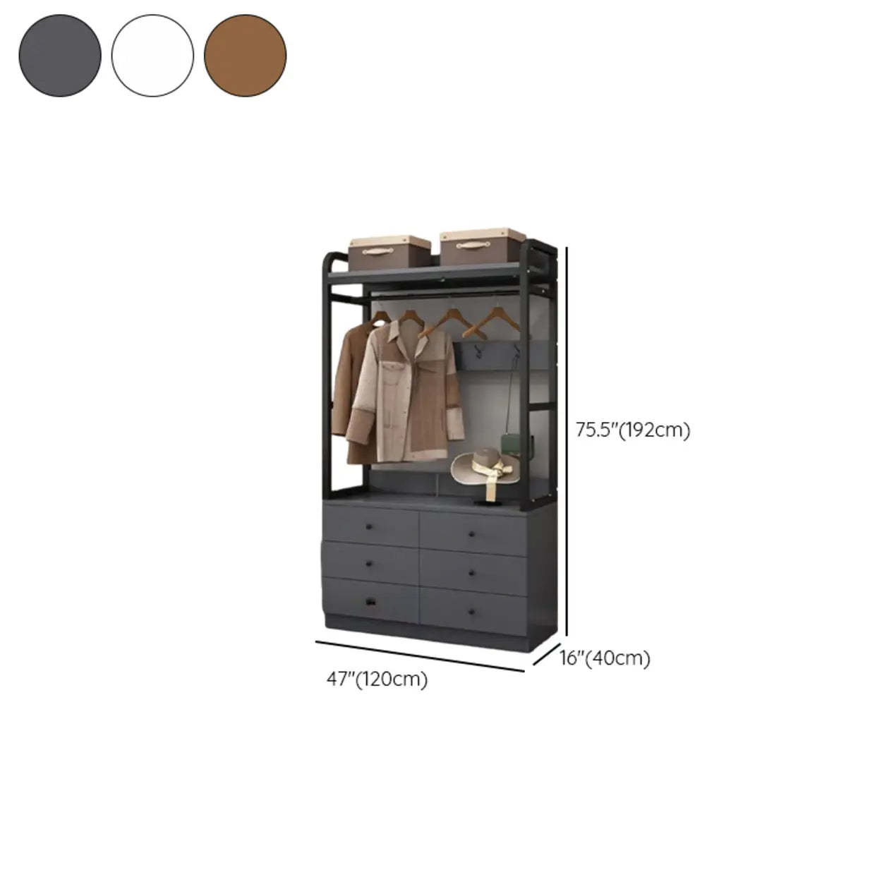 Metal Brown Drawer Open Storage Hall Tree