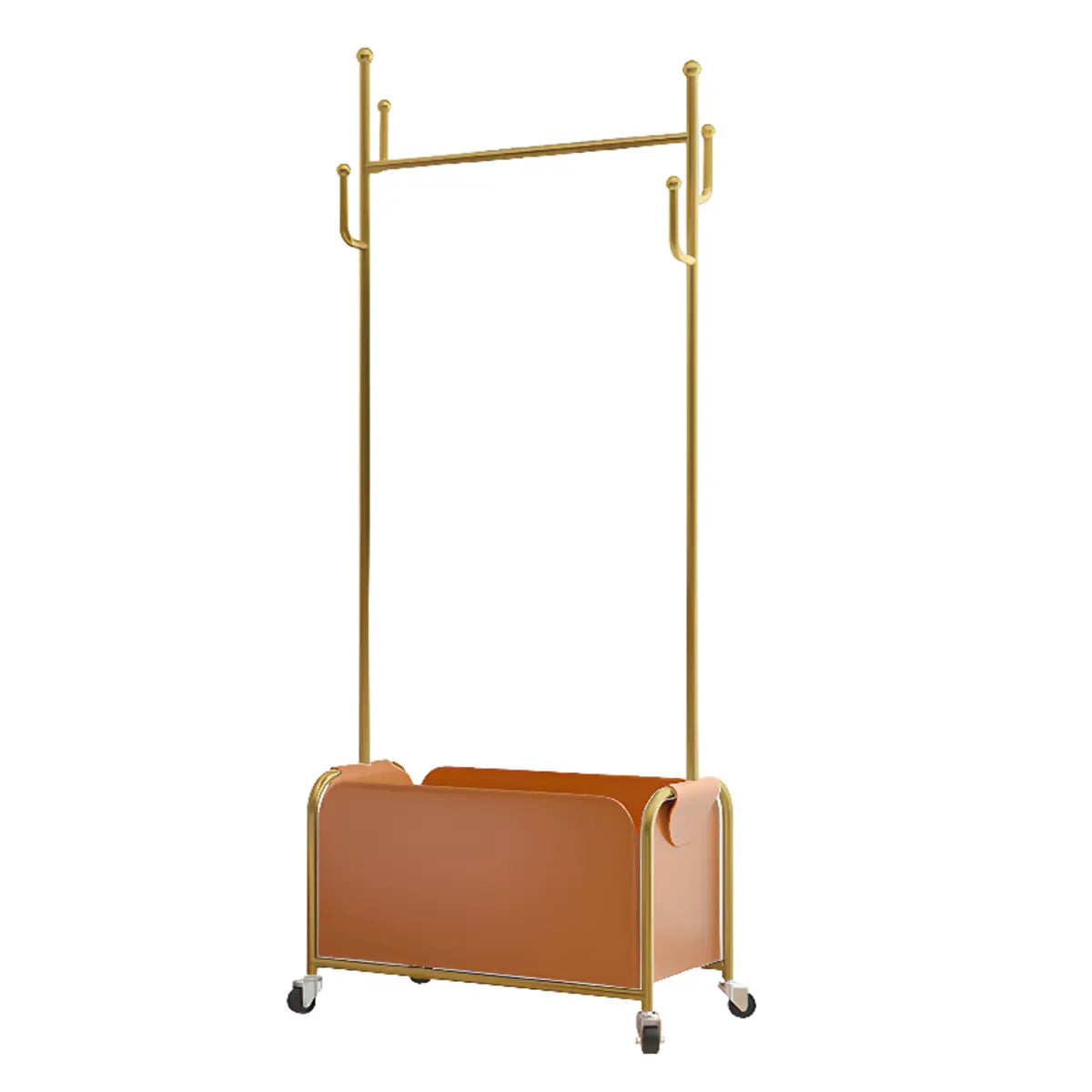 White Metal Freestanding Coat Rack with Basket