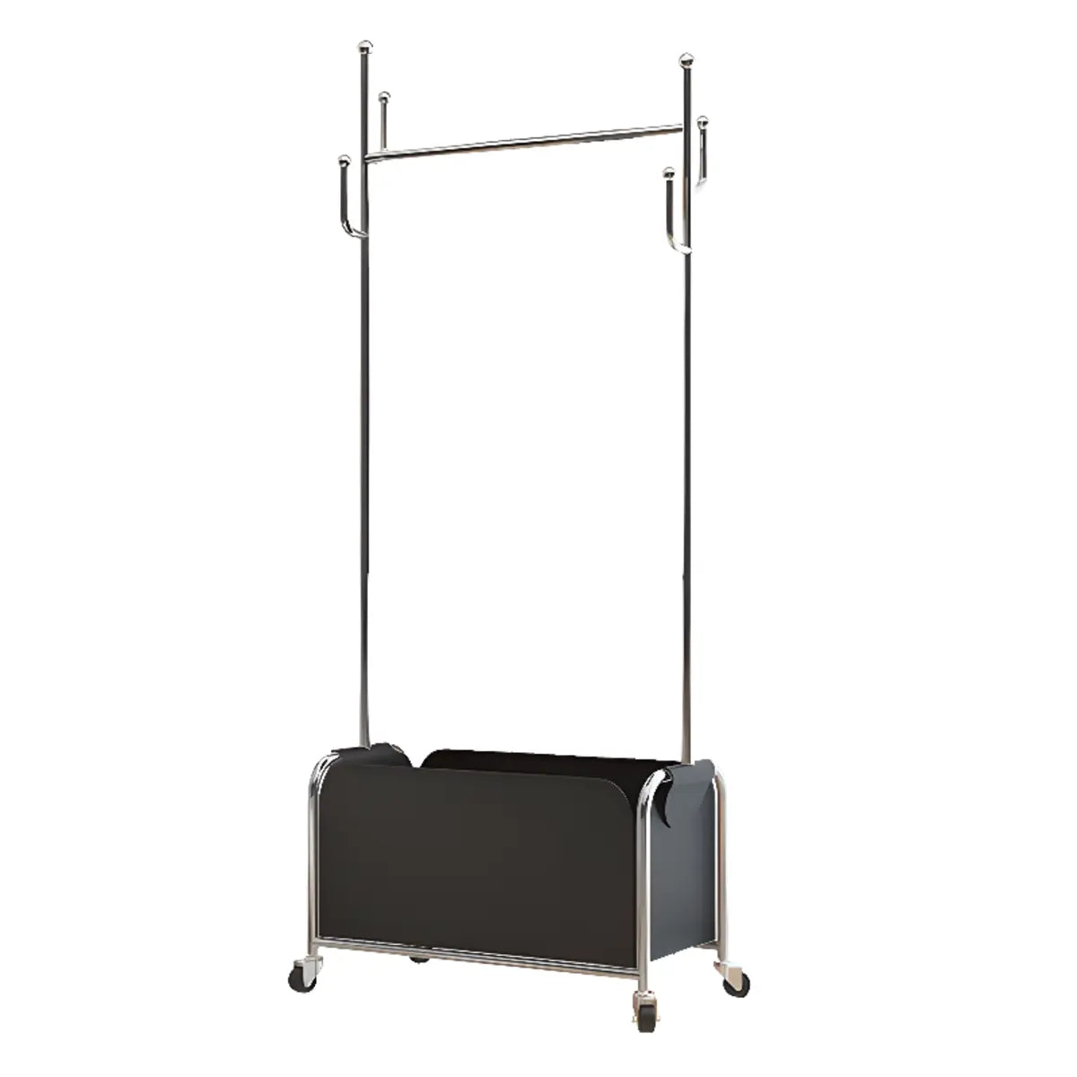 White Metal Freestanding Coat Rack with Basket