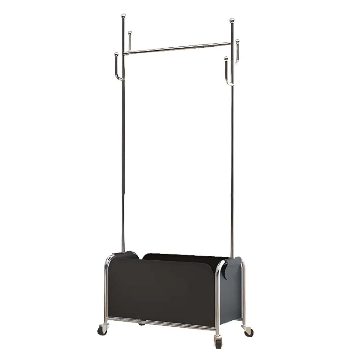 White Metal Freestanding Coat Rack with Basket