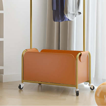 White Metal Freestanding Coat Rack with Basket