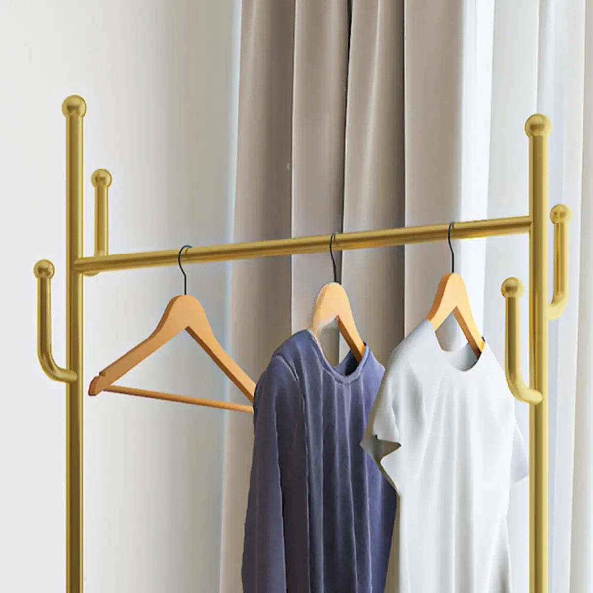 White Metal Freestanding Coat Rack with Basket