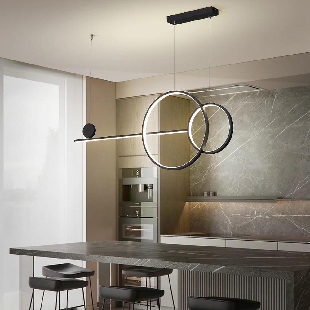 Large Small Circle With Linear Pendant Lighting Modern LED Kitchen Lighting-Lighom