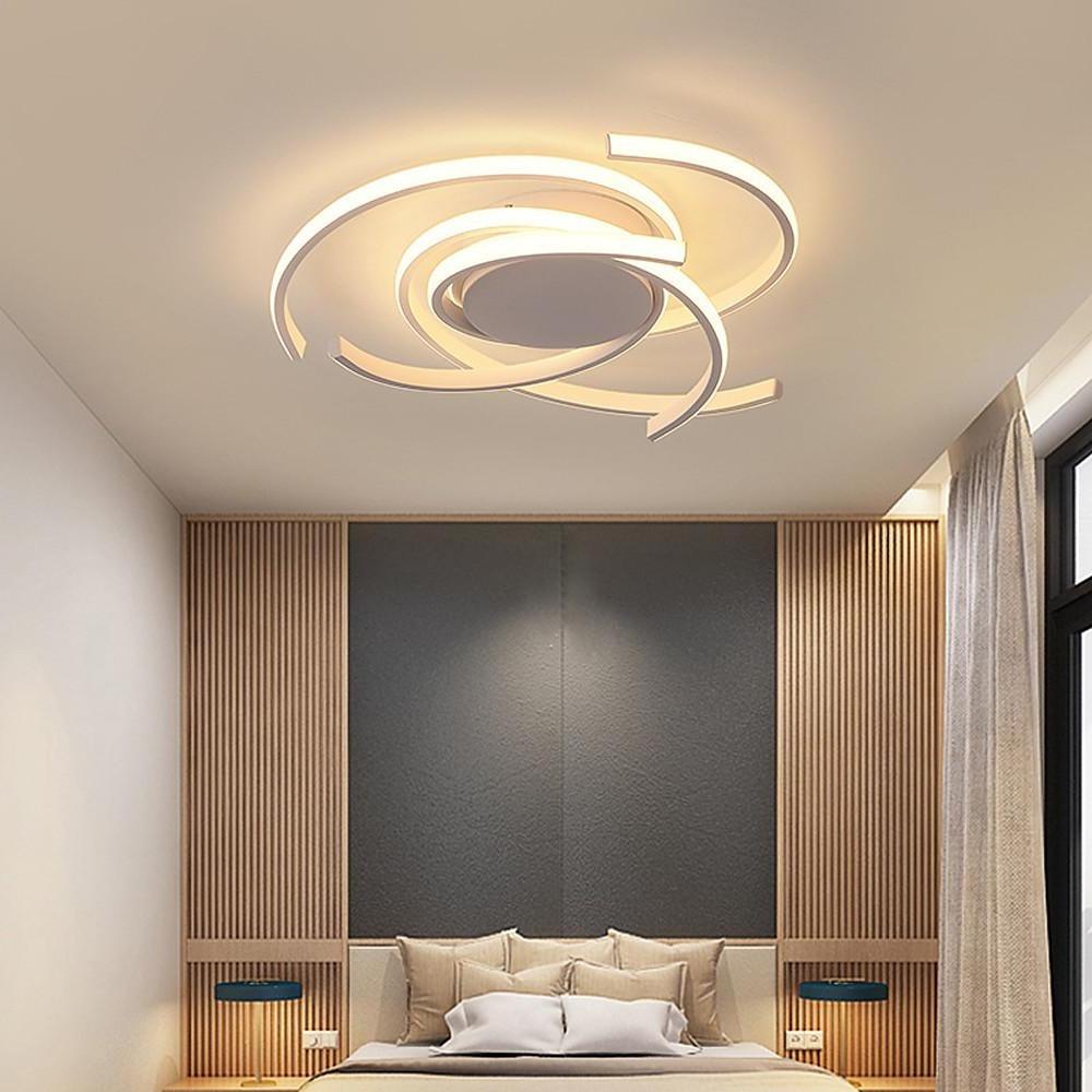 Black synthetic abstract circle semi-flush mount light — Warm White (3000K) / Matte Black