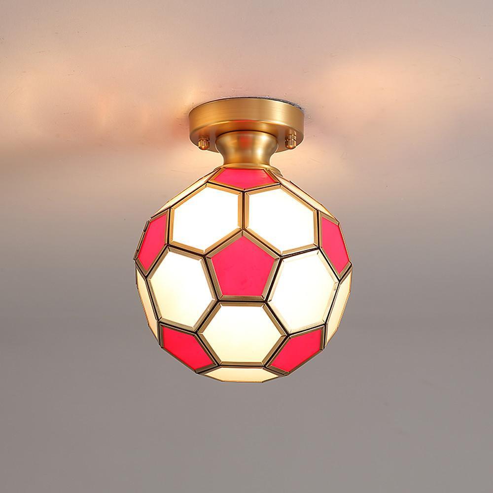 Modern football blue glass semi-flush mount light, Lighom