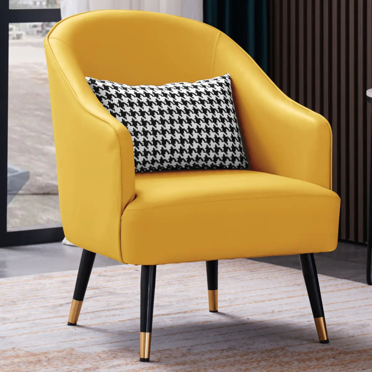 Microfiber Leather Sloped Arm Four Leg Chair