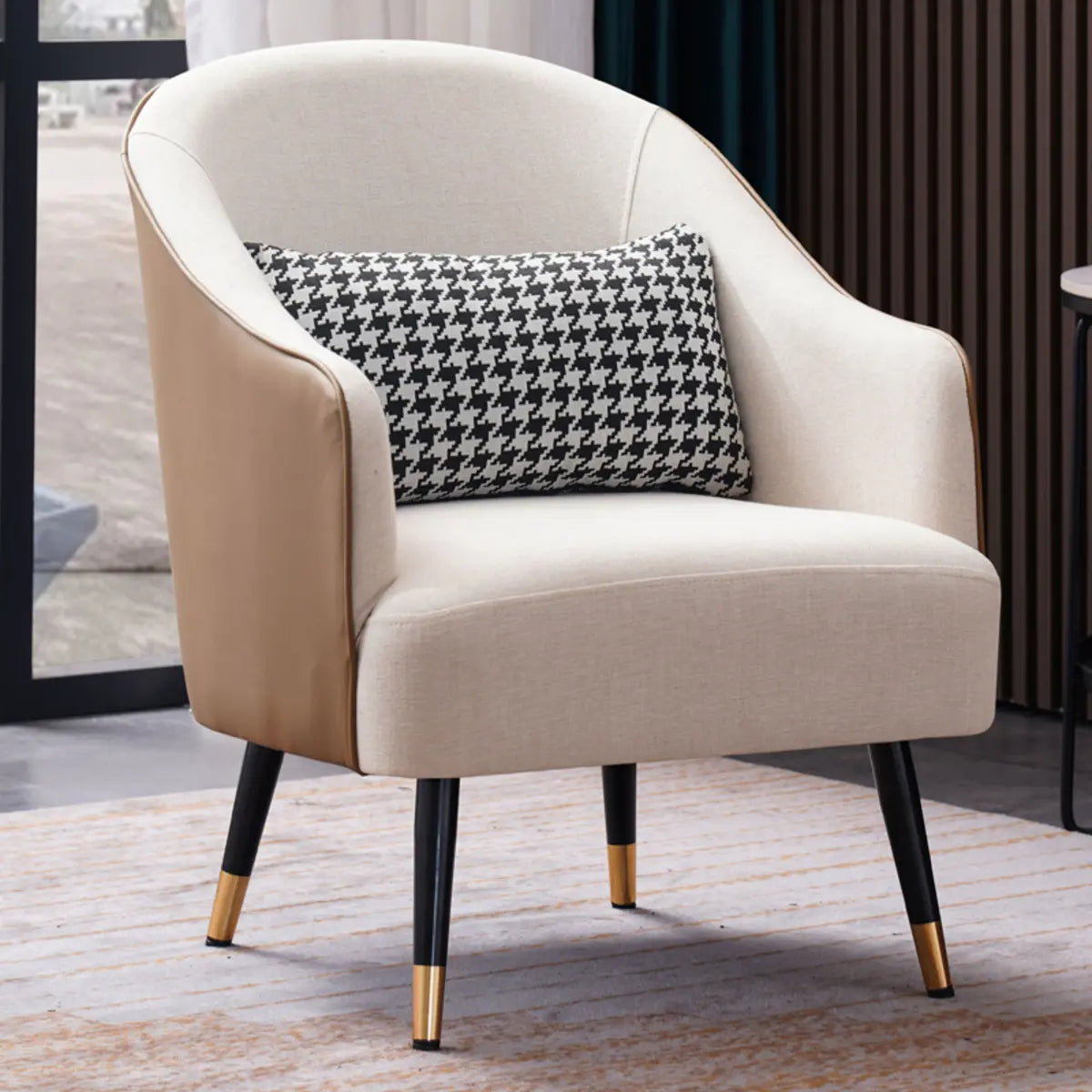 Microfiber Leather Sloped Arm Four Leg Chair