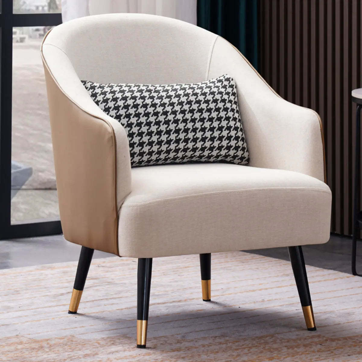 Microfiber Leather Sloped Arm Four Leg Chair