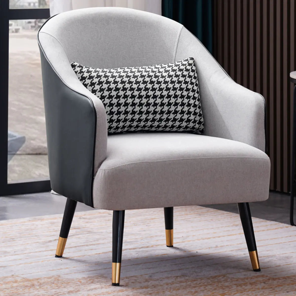 Microfiber Leather Sloped Arm Four Leg Chair