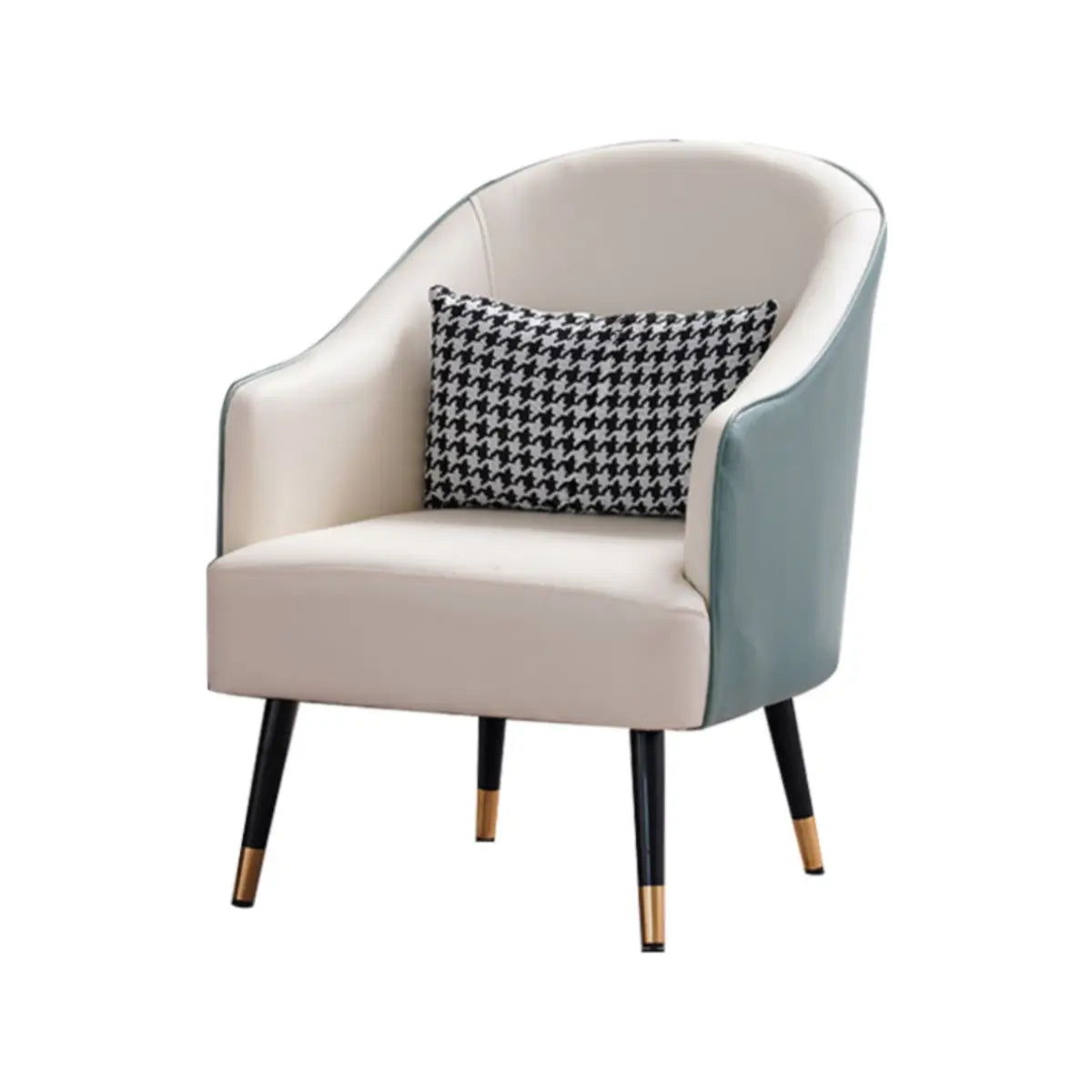 Microfiber Leather Sloped Arm Four Leg Chair — Mint Green - Off-White / Microfiber Leather