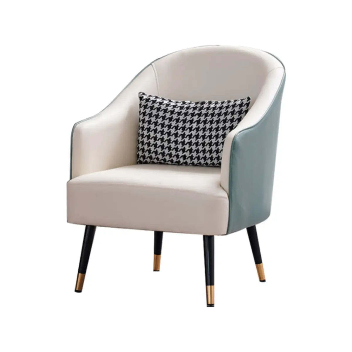 Microfiber Leather Sloped Arm Four Leg Chair — Mint Green - Off-White / Microfiber Leather