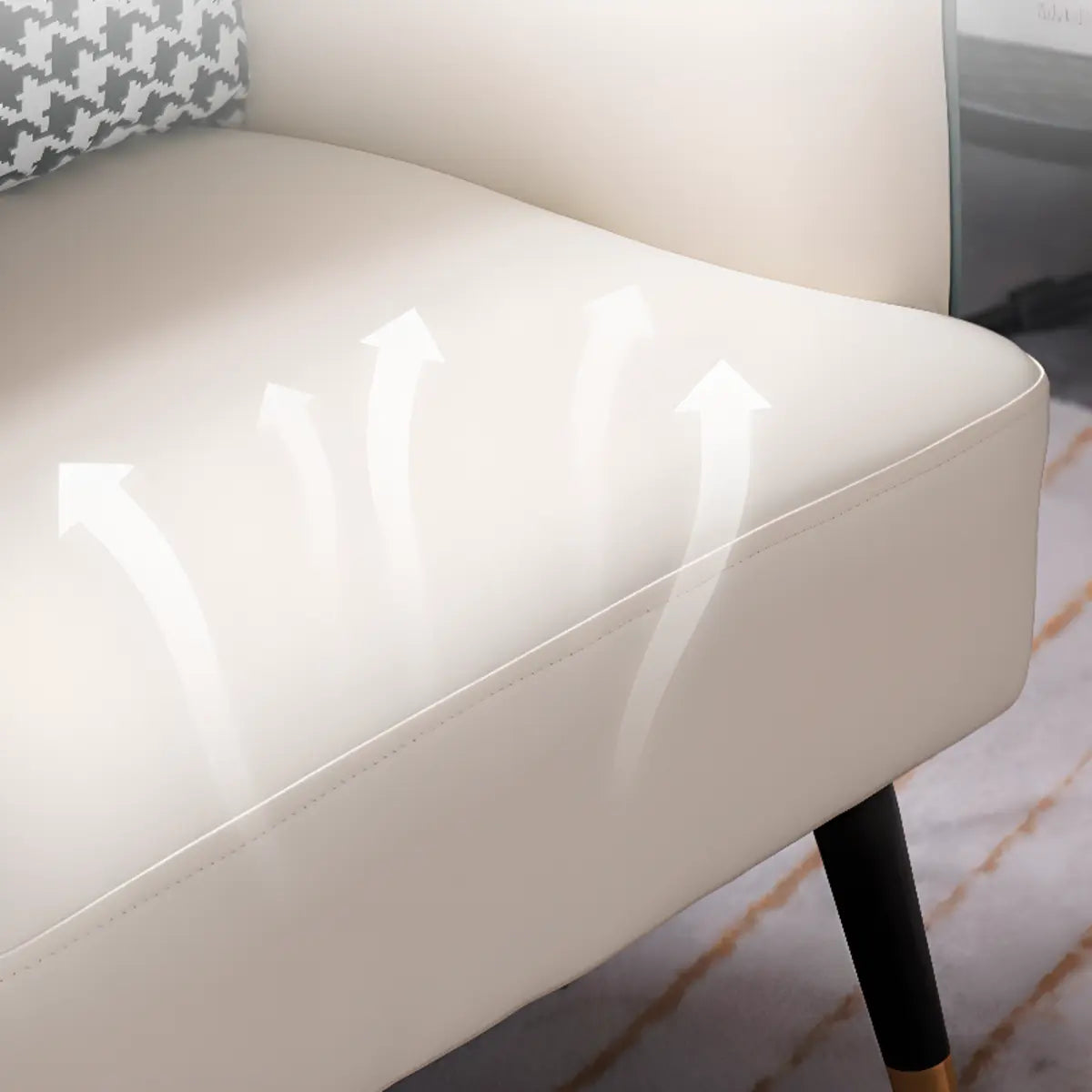 Microfiber Leather Sloped Arm Four Leg Chair — Off-White-Orange / Microfiber Leather