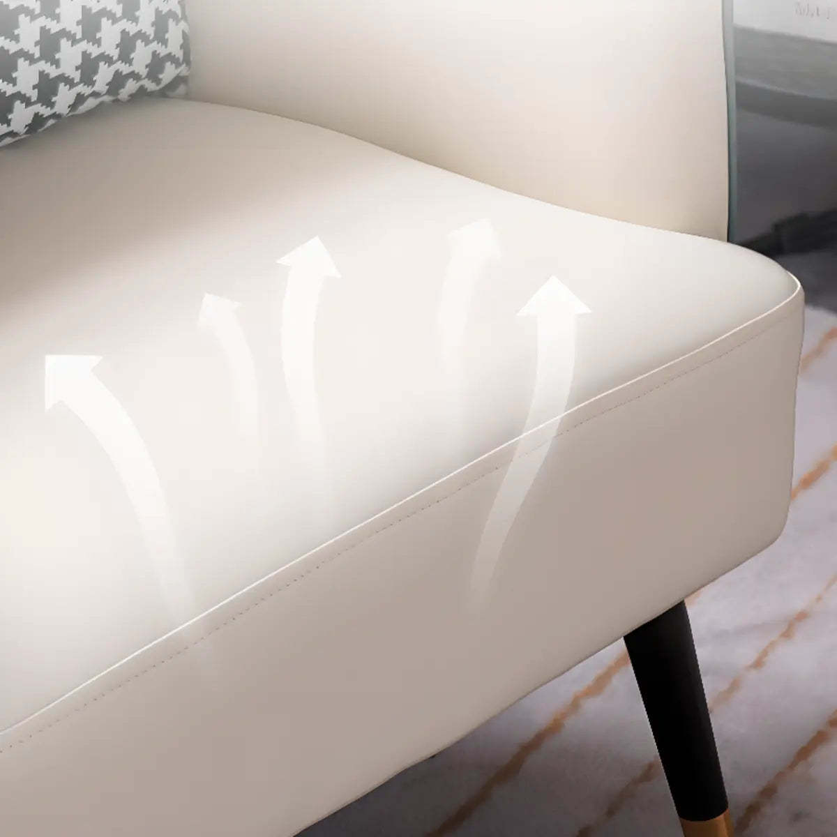 Microfiber Leather Sloped Arm Four Leg Chair — Off-White-Orange / Microfiber Leather