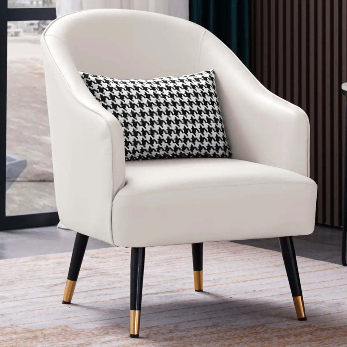 Microfiber Leather Sloped Arm Four Leg Chair