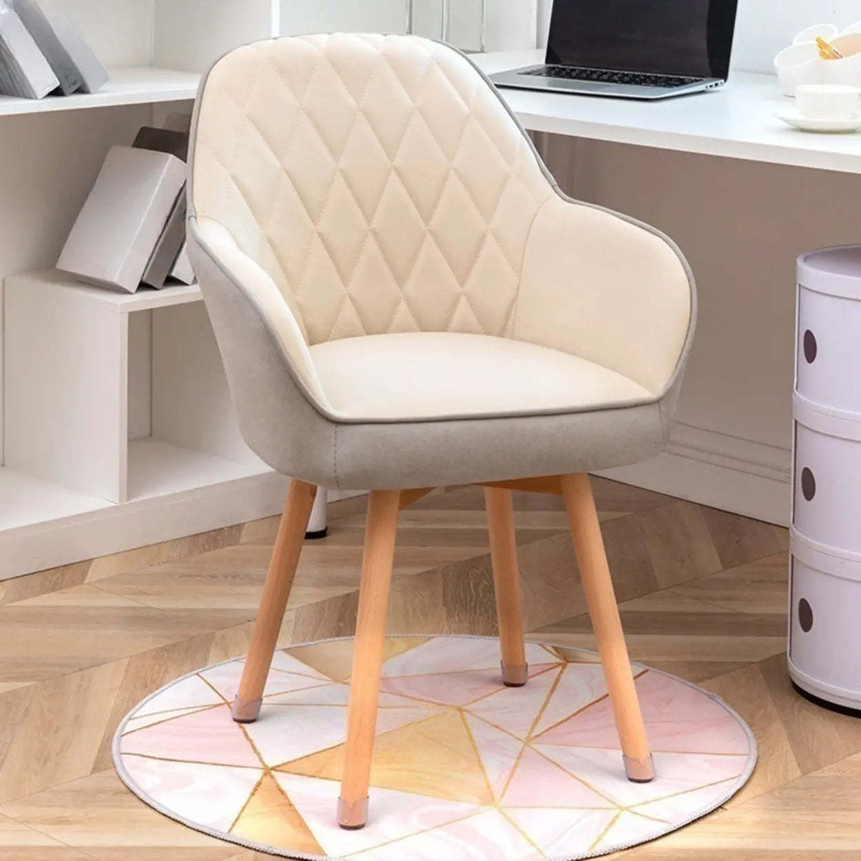 Gray modern frame upholstered office chairs — Performance Fabric / Beige