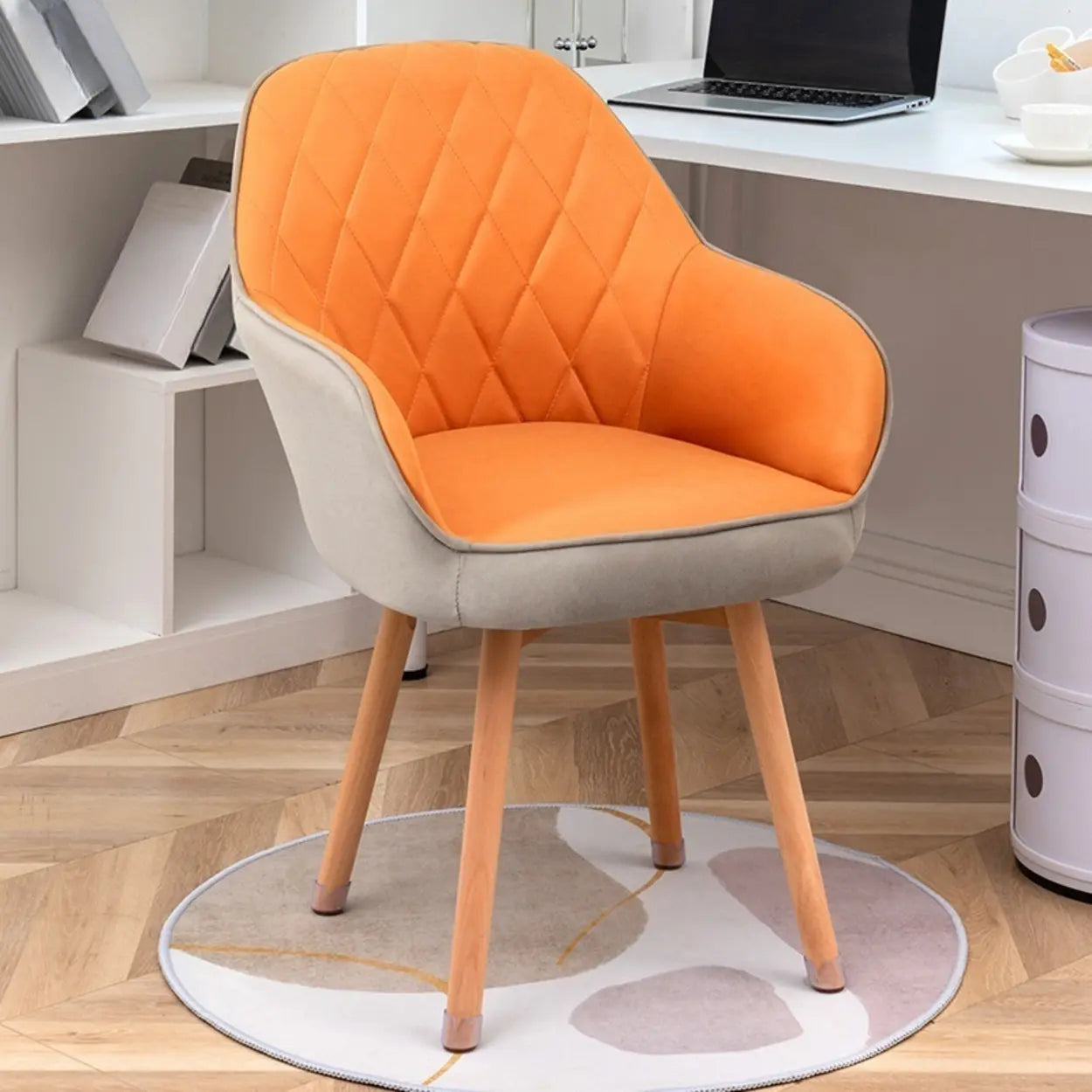Mid-Back Upholstered Ergonomic Wood Frame Office Chair