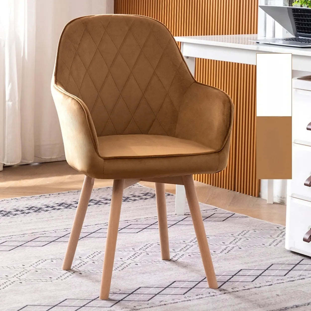 Mid-Back Upholstered Ergonomic Wood Frame Office Chair