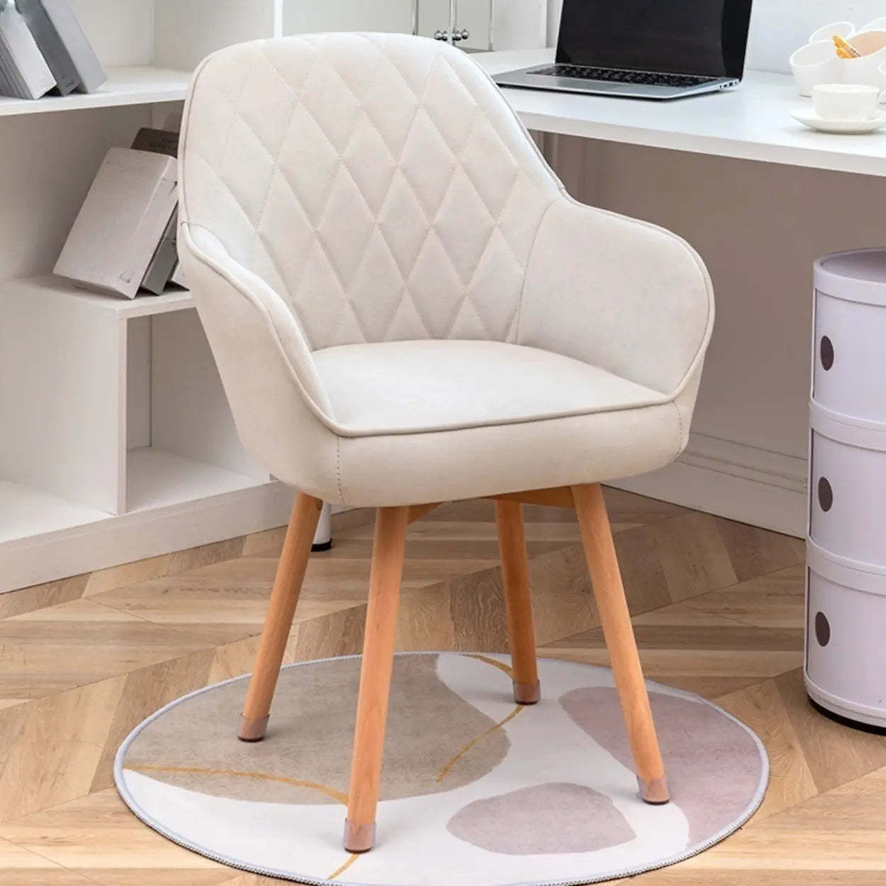 Mid-Back Upholstered Ergonomic Wood Frame Office Chair