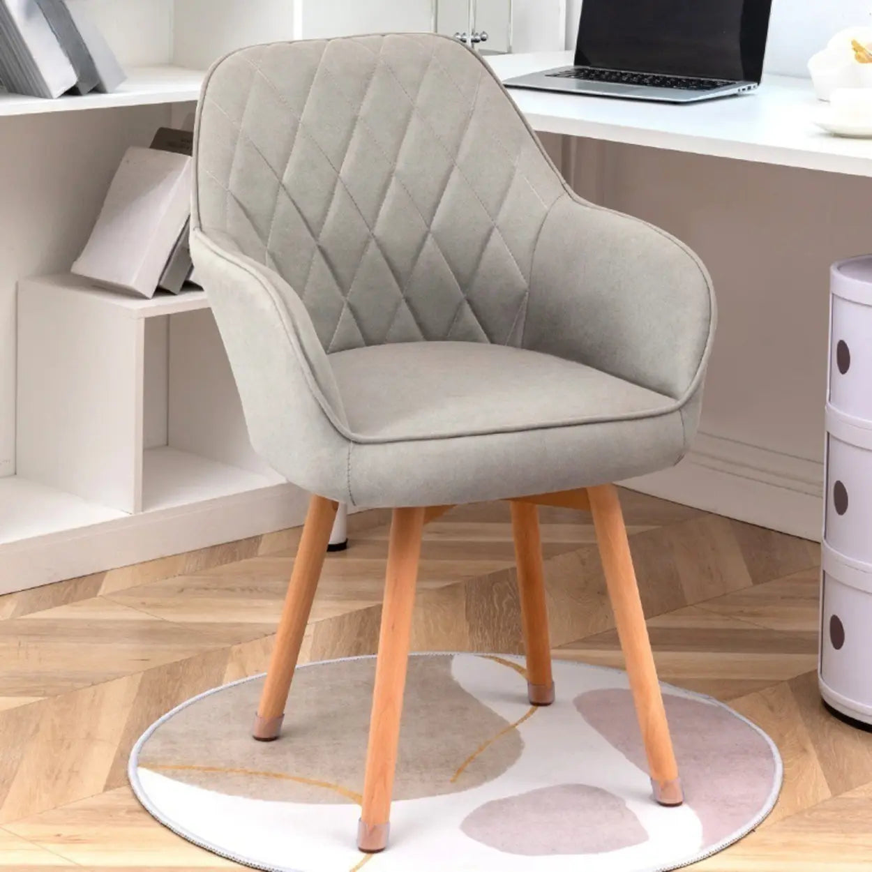 Mid-Back Upholstered Ergonomic Wood Frame Office Chair