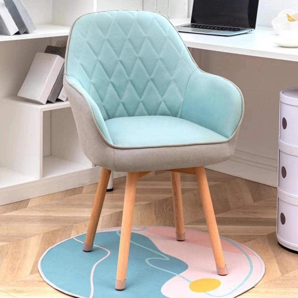 Mid-Back Upholstered Ergonomic Wood Frame Office Chair