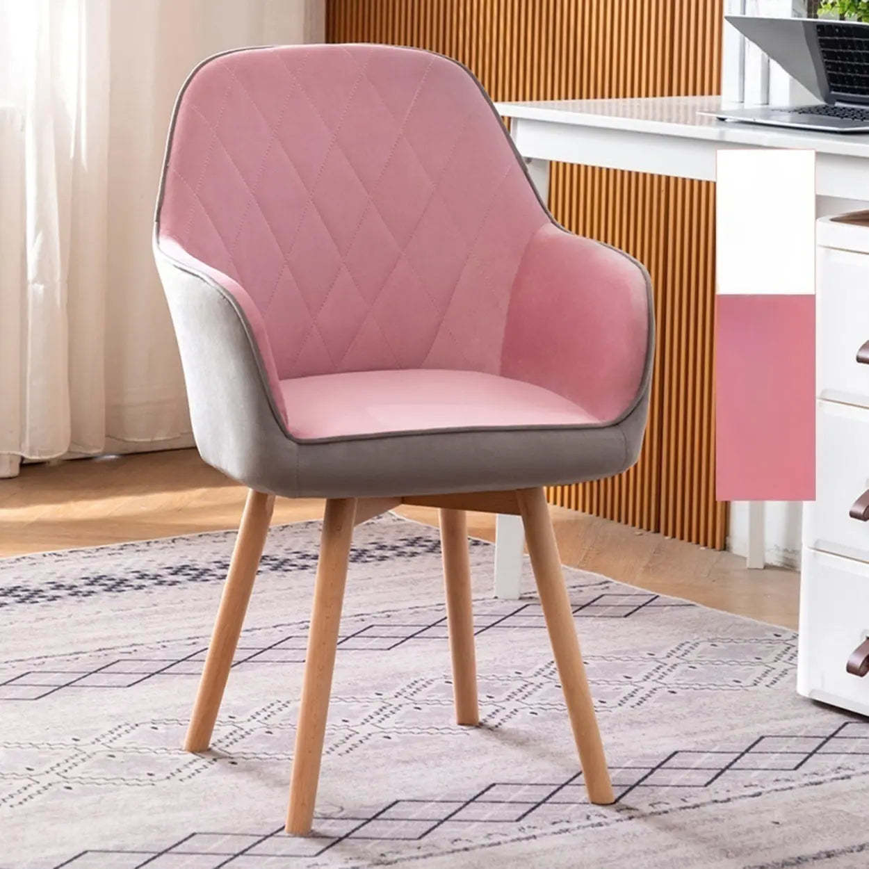 Mid-Back Upholstered Ergonomic Wood Frame Office Chair — Blue-Gray / Tech Cloth
