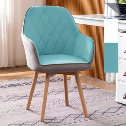 Mid-Back Upholstered Ergonomic Wood Frame Office Chair — Blue-Gray / Flannel