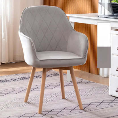Mid-Back Upholstered Ergonomic Wood Frame Office Chair — Grey / Tech Cloth