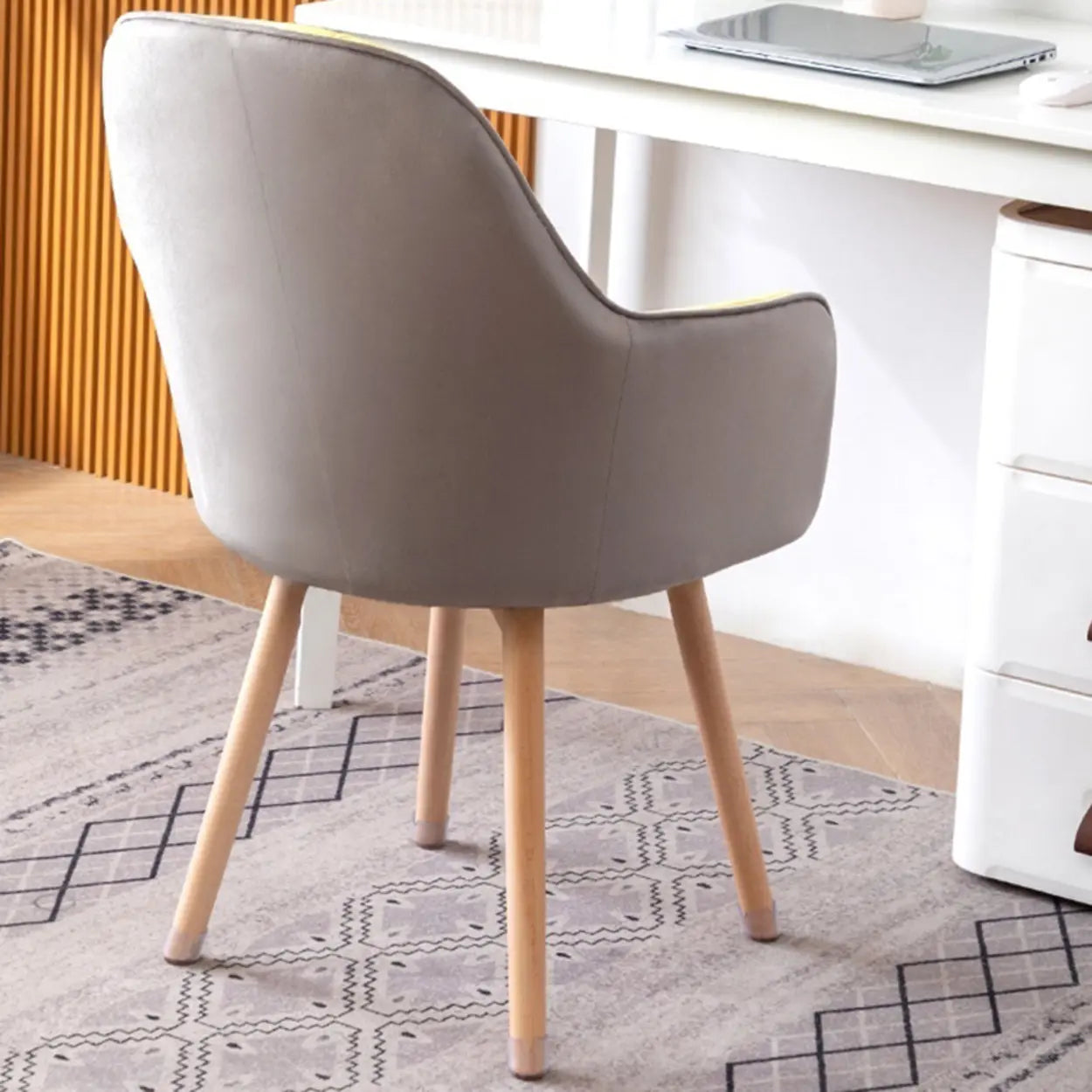 Mid-Back Upholstered Ergonomic Wood Frame Office Chair — Grey / Flannel