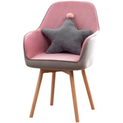 Mid-Back Upholstered Ergonomic Wood Frame Office Chair — Pink & Gray / Tech Cloth