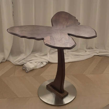 Mid-Century Butterfly Walnut Wood Side Table — Nut-Brown