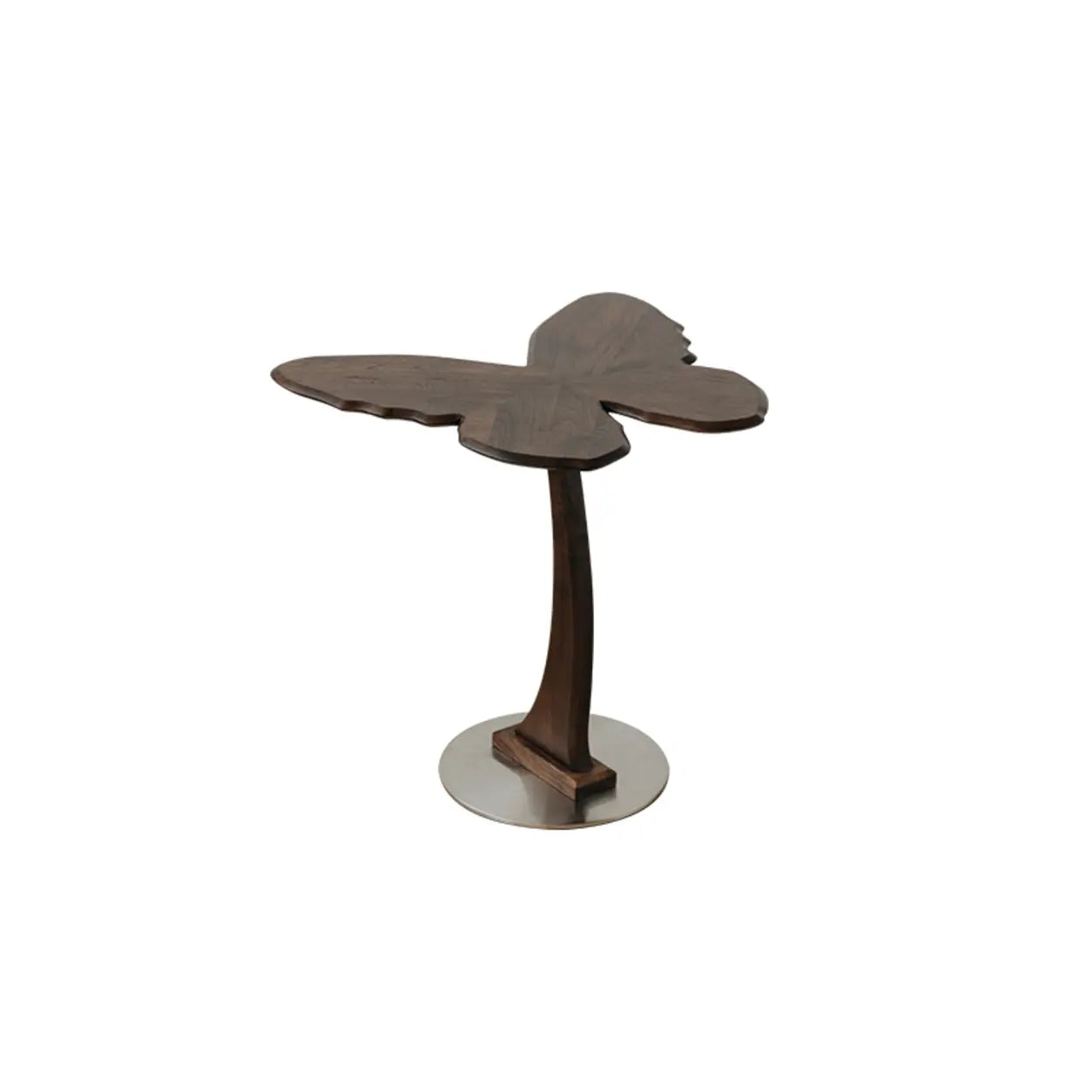 Mid-Century Butterfly Walnut Wood Side Table
