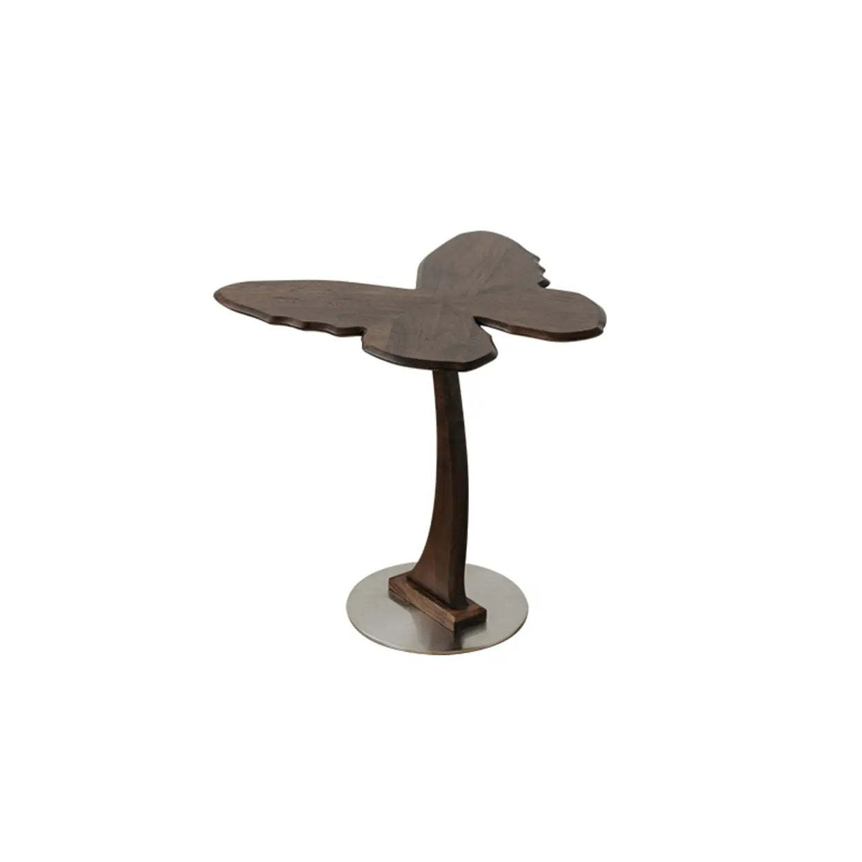 Mid-Century Butterfly Walnut Wood Side Table