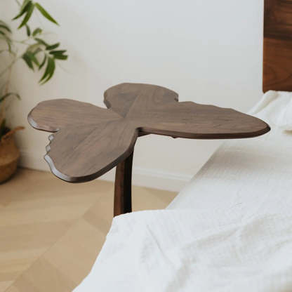 Mid-Century Butterfly Walnut Wood Side Table
