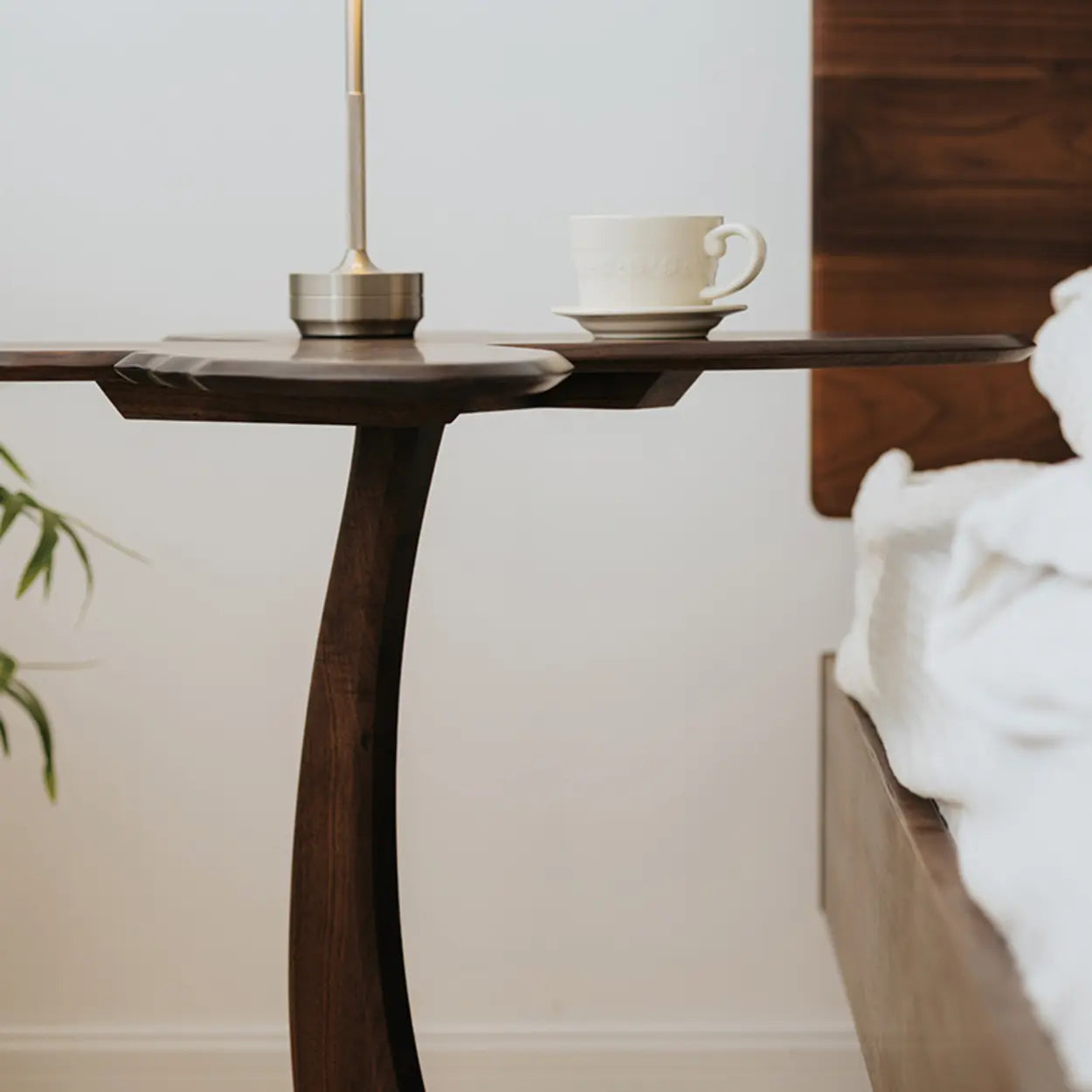 Mid-Century Butterfly Walnut Wood Side Table