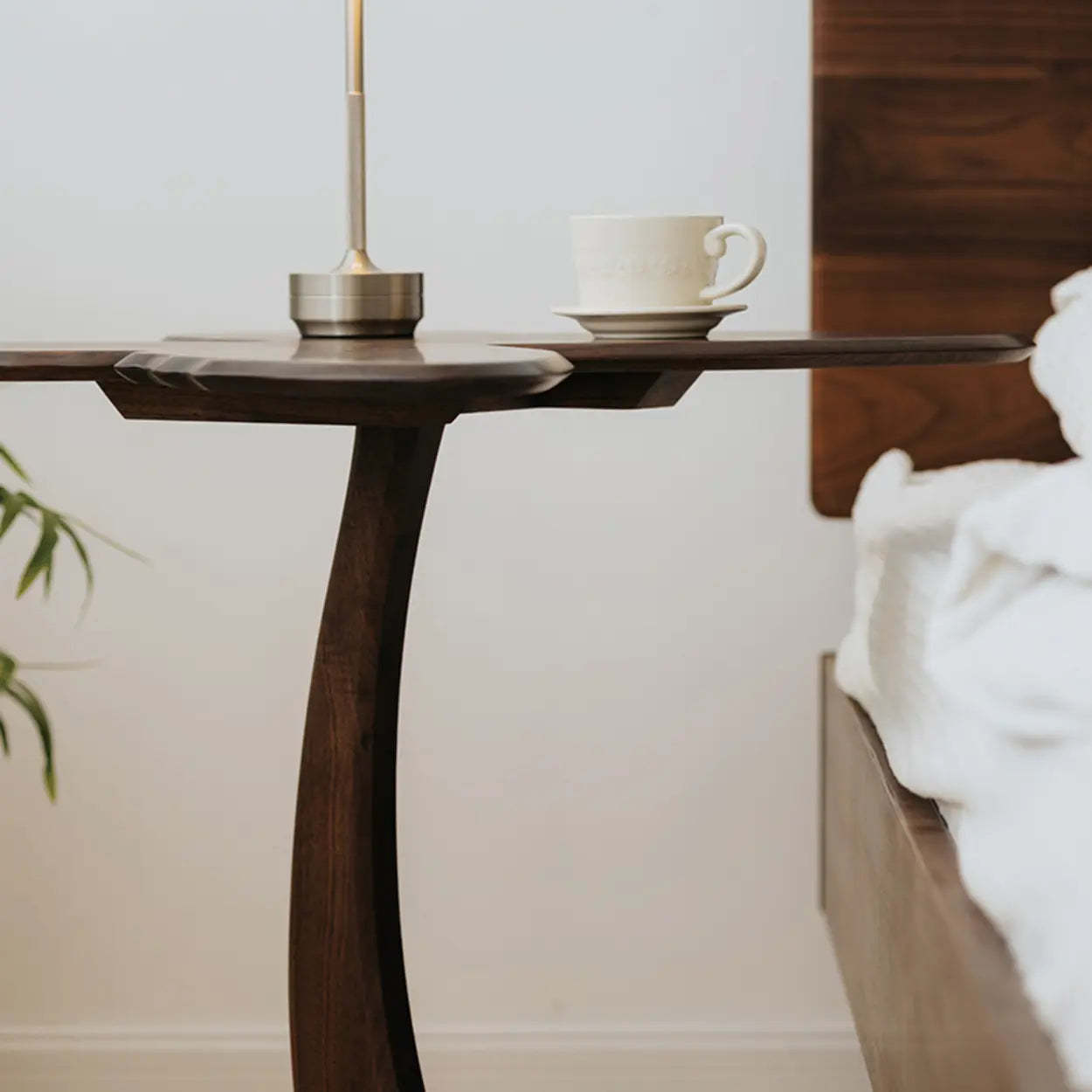 Mid-Century Butterfly Walnut Wood Side Table