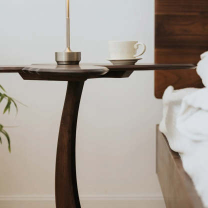 Mid-Century Butterfly Walnut Wood Side Table