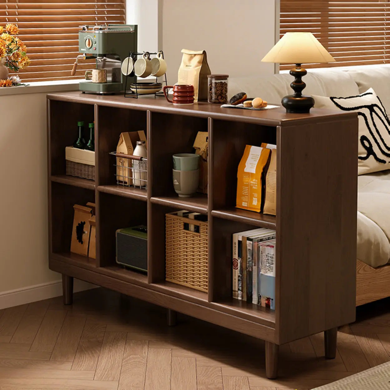 Mid-Century Modular Cube Wood Bookcase