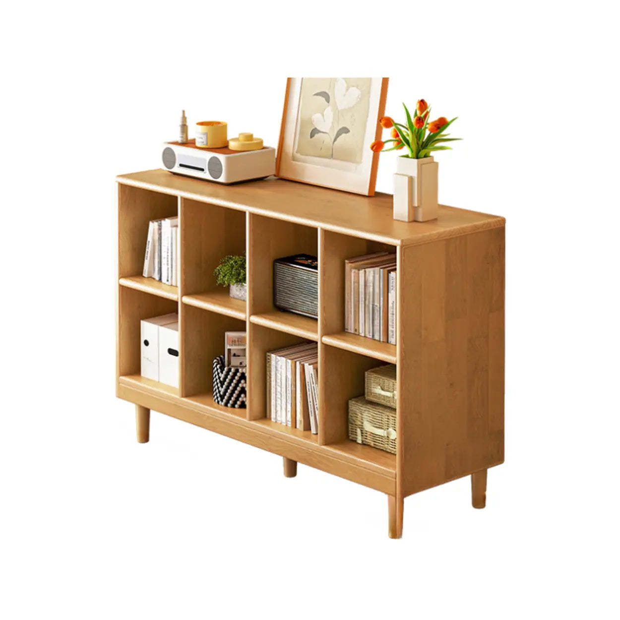 Mid-Century Modular Cube Wood Bookcase