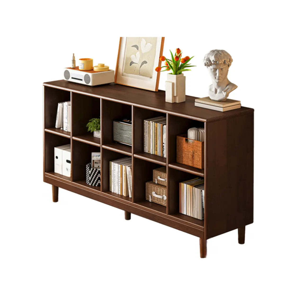 Mid-Century Modular Cube Wood Bookcase
