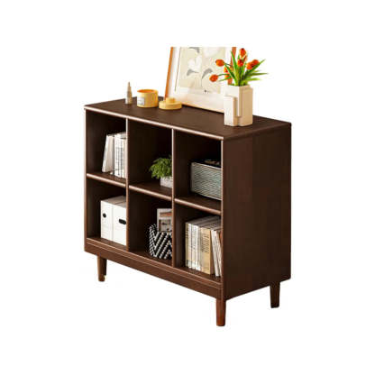 Mid-Century Modular Cube Wood Bookcase — Brown