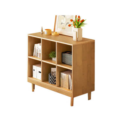 Mid-Century Modular Cube Wood Bookcase — Brown