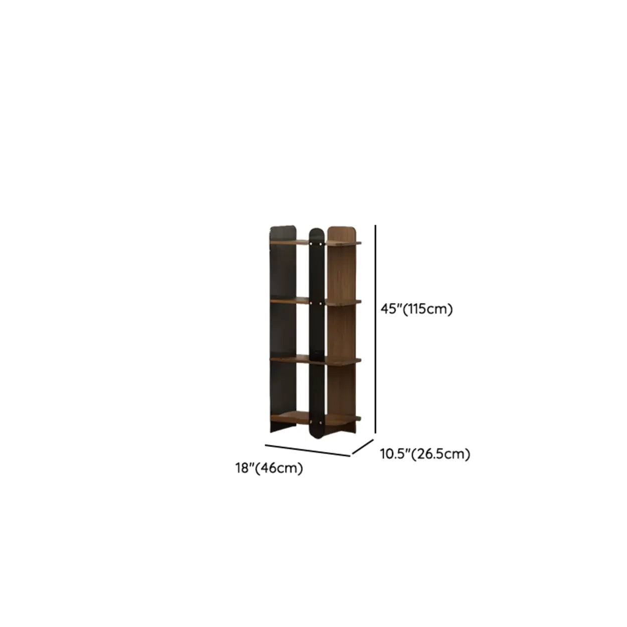 Mid-Century 4-Tier Wood Corner Bookshelf