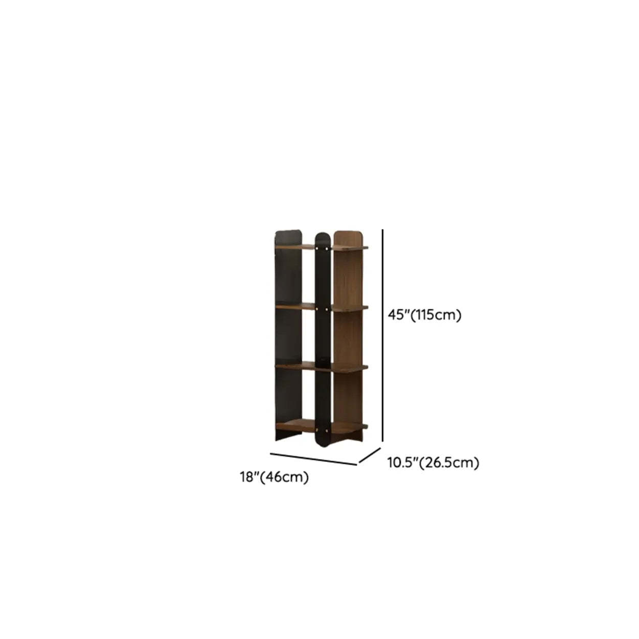 Mid-Century 4-Tier Wood Corner Bookshelf