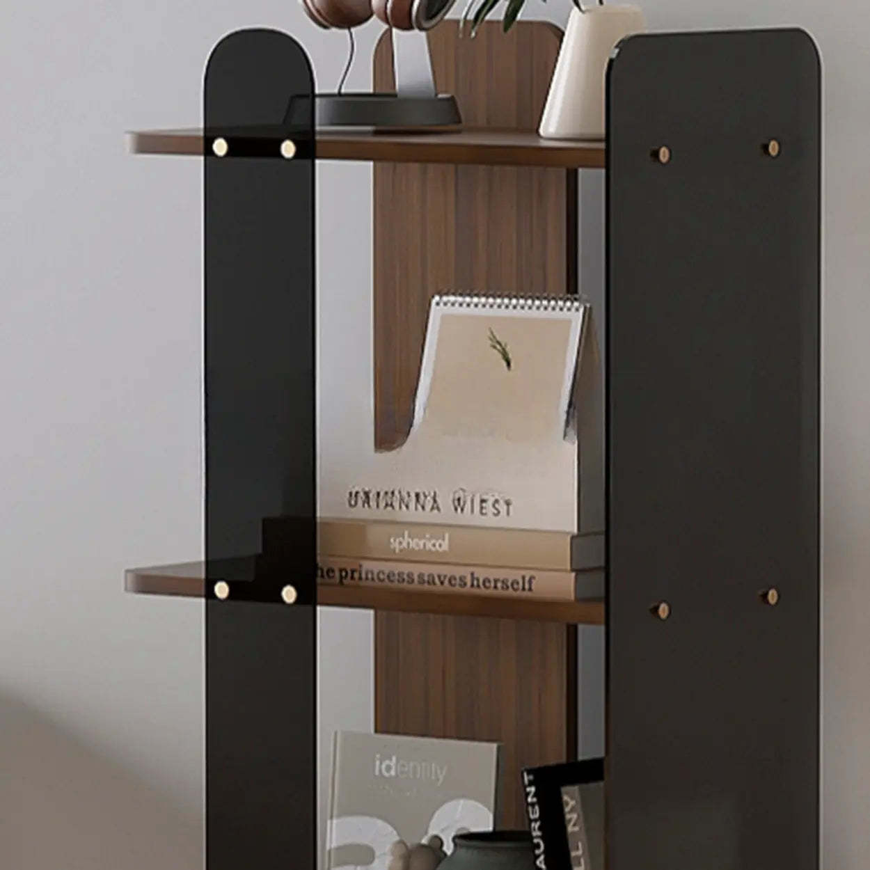 Mid-Century 4-Tier Wood Corner Bookshelf