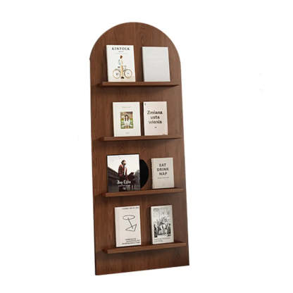 Mid-Century Arched Wood Bookshelf Display Rack