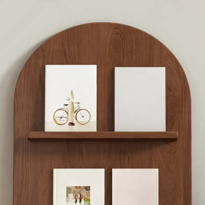 Mid-Century Arched Wood Bookshelf Display Rack